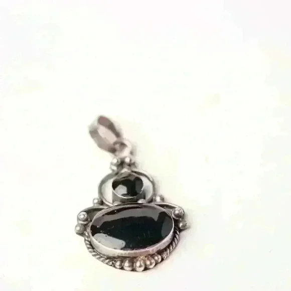 Goth Gorgeous Black Onyx sterling silver Pendant NWT - Picture 5 of 10